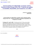 American Institute of Certified Public Accountants (AICPA) Statement on House Passage of H.R. 3763, 