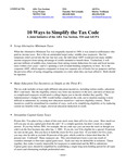 10 Ways to Simplify the Tax Code: A Joint Initiative of the ABA Tax Section, TEI and AICPA by American Institute of Certified Public Accountants (AICPA), American Bar Association. Tax Section, and Tax Executives Institute