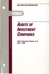 Audits of investment companies with conforming changes as of May 1, 1998; Industry audit guide; Audit and accounting guide by American Institute of Certified Public Accountants. Investment Companies Special Committee