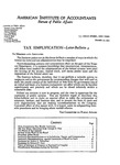 Tax simplification; Letter-Bulletin, 4 by American Institute of Accountants. Bureau of Public Affairs