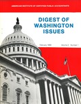 Digest of Washington issues, February 1989, vol. 2, no. 1 by American Institute of Certified Public Accountants. Legislative Affairs Division