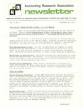 Accounting Research Association Newsletter, Volume V, Number 7, September 20, 1972