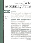 Practice Alert 98-1: The Auditor's Use of Analytical Procedures; Members in Public Accounting Firms, May, 1998
