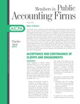 Practice Alert 2003-03: Acceptance and Continuance of Clients and Engagements ; Members in Public Accounting Firms, January 2004 by American Institute of Certified Public Accountants. Professional Issues Task Force