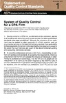System of quality control for a CPA firm;  Statement on quality control standards 1
