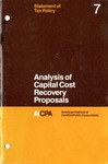 Analysis of capital cost recovery proposals; Statement of tax policy 7 by American Institute of Certified Public Accountants. Federal Taxation Division