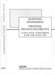 Auditing Standards: Original Pronouncements, Cumulative Supplement, June 1990-June1992 by American Institute of Certified Public Accountants (AICPA)