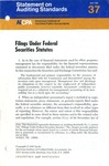 Filings under federal securities statutes; Statement on auditing standards, 037 by American Institute of Certified Public Accountants. Auditing Standards Board