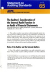 Auditor's consideration of the internal audit function in an audit of financial statements; Statement on auditing standards, 065 by American Institute of Certified Public Accountants. Auditing Standards Board