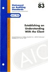 Establishing an understanding with the client; Statement on auditing standards, 083 by American Institute of Certified Public Accountants. Auditing Standards Executive Committee