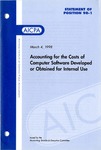 Accounting for the costs of computer software developed or obtained for internal use; Statement of position 98-1; by American Institute of Certified Public Accountants. Accounting Standards Executive Committee