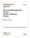 Statement of position on revenue recognition when right of return exists;  Revenue recognition when right of return exists
