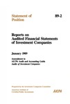 Reports on audited financial statements of investment companies: amendment to AICPA audit and accounting guide, Audits of investment companies