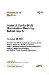 Audits of not-for-profit organizations receiving federal awards: amendment to AICPA audit and accounting guides, Audits of providers of health care services, Audits of voluntary health and welfare organizations, Audits of colleges and universities, and Audits of certain nonprofit organizations