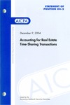 Accounting for real estate time-sharing transactions; Statement of position 04-2; Statement of position 04-2 by American Institute of Certified Public Accountants. Accounting Standards Executive Committee