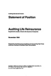 Auditing life reinsurance; Statement of position 1984 November;