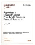 Reporting the effects of general price-level changes in financial statements : responses to issues raised in FASB Discussion Memorandum, February 15, 1974 (FASB file reference 1013), April 5, 1974; Statement of position 74-03;