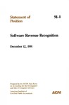 Software revenue recognition; Statement of position 91-1; by American Institute of Certified Public Accountants. Task Force on Accounting for the Development and Sale of Computer Software