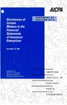 Disclosures of certain matters in the financial statements of insurance enterprises; Statement of position 94-5; by American Institute of Certified Public Accountants. Task Force on Insurance Companies' Disclosures
