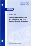Deferral of the effective date of a provision of SOP 97-2, Software revenue recognition; Statement of position 98-4;
