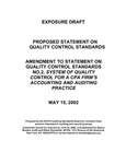 Proposed statement on quality control standards : Amendment to Statement on quality control standards no. 2, system of quality control for a CPA firm's accounting and auditing practice;Amendment to Statement on quality control standards no. 2, system of quality control for a CPA firm's accounting and auditing practice; Exposure draft (American Institute of Certified Public Accountants), 2002, May 15