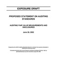 Proposed statement on auditing standards : Auditing fair value measurements and disclosures;Auditing fair value measurements and disclosuses; Exposure draft (American Institute of Certified Public Accountants), 2002, June 28