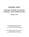 Proposed statement on auditing standards : Client representations;Client representations; Exposure draft (American Institute of Certified Public Accountants), 1977, Jan. 31