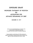 Proposed statement of position on accounting for advance refundings of debt;Accounting for advance refundings of debt; Exposure draft (American Institute of Certified Public Accountants), 1977, Dec. 27 by American Institute of Certified Public Accountants. Accounting Standards Division