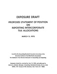 Proposed statement of position on reporting intercorporate tax allocations;Reporting intercorporate tax allocations; Exposure draft (American Institute of Certified Public Accountants), 1978, Mar. 15