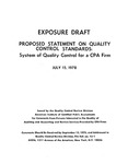 Proposed statement on quality control standards : system of quality control for a CPA firm ;System of quality control for a CPA firm; Exposure draft (American Institute of Certified Public Accountants), 1978, July 15