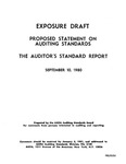 Proposed statement on auditing standards : The auditor's standard report ;Auditor's standard report; Exposure draft (American Institute of Certified Public Accountants), 1980, Sept. 10
