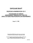 Proposed interpretation of 101-9 : the meaning of certain independence terminology and the effect of family relationships on independence ;Meaning of certain independence terminology and the effect of family relationships on independence; Exposure draft (American Institute of Certified Public Accountants), 1982, Aug. 11