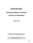 Proposed statement of position : auditing life reinsurance;Auditing life reinsurance; Exposure draft (American Institute of Certified Public Accountants), 1984, April 30