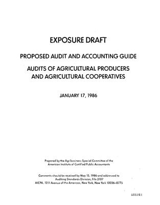 "Proposed audit and accounting guide : audits of ...