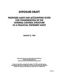 Proposed audit and accounting guide for consideration of the internal control structure in a financial statement audit ;Consideration of the internal control structure in a financial statement audit; Exposure draft (American Institute of Certified Public Accountants), 1989, Aug. 21 by American Institute of Certified Public Accountants. Control Risk Audit Guide Task Force