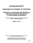 Proposed statement of position : financial accounting and reporting for high-yield debt securities by investment companies : proposed amendment to AICPA Audit and accounting guide, Audits of investment companies ;Financial accounting and reporting for high-yield debt securities by investment companies : proposed amendment to AICPA Audit and accounting guide, Audits of investment companies; Exposure draft (American Institute of Certified Public Accountants), 1992, March 4