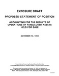 Proposed statement of position : accounting for the results of operations of foreclosed assets held for sale;Accounting for the results of operations of foreclosed assets held for sale; Exposure draft (American Institute of Certified Public Accountants), 1992, Nov. 10