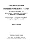 Proposed statement of position : auditor's reports on statutory financial statements of insurance enterprises : proposed amendment to AICPA audit and accounting guide, Audits of property and liability insurance companies, and AICPA industry audit guide, Audits of stock life insurance companies ;Auditor's reports on statutory financial statements of insurance enterprises : proposed amendment to AICPA audit and accounting guide, Audits of property and liability insurance companies, and AICPA industry audit guide, Audits of stock life insurance companies; Exposure draft (American Institute of Certified Public Accountants), 1994, Aug. 12