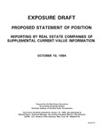 Proposed statement of position : Reporting by Real Estate Companies of supplemental current-value information;Reporting by Real Estate Companies of supplemental current-value information; Exposure draft (American Institute of Certified Public Accountants), 1994, Oct. 10