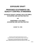 Proposed statements on quality control standards : System of quality control for a CPA firm's accounting and auditing practice, and Monitoring a CPA firm's accounting and auditing practice ;System of quality control for a CPA firm's accounting and auditing practice;Monitoring a CPA firm's accounting and auditing practice; Exposure draft (American Institute of Certified Public Accountants), 1995, Aug. 18 by American Institute of Certified Public Accountants. Auditing Standards Board
