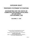 Proposed statement of position : Accounting for the costs of computer software developed or obtained for internal use;Accounting for the costs of computer software developed or obtained for internal use; Exposure draft (American Institute of Certified Public Accountants), 1996, Dec. 17 by American Institute of Certified Public Accountants. Accounting Standards Executive Committee