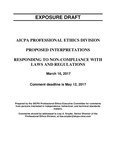 Proposed Interpretations: Responding to Noncompliance with Laws and Regulations, March 10, 2017, Comment deadline is May 12, 2017; Exposure draft (American Institute of Certified Public Accountants), 2017, March 10