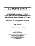 Proposed Changes to the AICPA Standards for Performing and Reporting on Peer Reviews: Reporting on Engagement Reviews, May 20, 2014, Comments are Exposure draft (American Institute of Certified Public Accountants), 2014, May 20 by American Institute of Certified Public Accountants. Peer Review Board