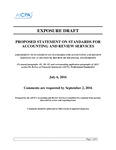 Proposed Statement on Standards for Accounting and Review Services, Amendment to Statement on Standards for Accounting and Review Services No. 21, Section 90, Review of Financial Statements, July 6, 2016, Comments are requested by September 2, 2016, Exposure draft (American Institute of Certified Public Accountants), 2016, July 6