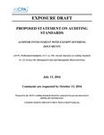 Proposed Statement on Auditing Standards, Auditor Involvment with Exempt Offering Documents, July 13, 2016, Comments are Requested by October 13, 2016; Exposure draft (American Institute of Certified Public Accountants), 2016, July 13