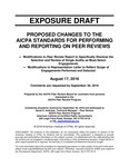 Proposed Changes to the AICPA Standards for Performing and Reporting on Peer Reviews, Modifications to Peer Review Report to Specifically Disclose the Selection and Review of Single Audits as Must-Select Engagements, Modifications to Representation Letter to Reflect Scope of Engagements Performed and Selected, August 17, 2016 Comments are requested by September 30, 2016; Exposure draft (American Institute of Certified Public Accountants), 2016, August 17 by American Institute of Certified Public Accountants. Peer Review Board