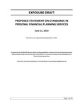 Proposed Statement on Standards in Personal Financial Planning Services, June 11, 2013,Comments are requested by September 9, 2013; Exposure Draft (American Institute of Certified Public Accountants), 2013, June 11