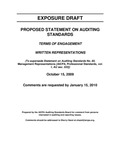 Proposed Statement on Auditing Standards, Terms of Engagement, Written Representations, October 15, 2009, Comments are requested by January 15, 2010;   Exposure Draft (American Institute of Certified Public Accountants), 2009, October 15