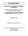 Proposed Statement on Auditing Standards, Initial Audit Engagements, Including Reaudits—Opening Balances, February 9, 2009, Comments are requested by May 29, 2009; Exposure Draft (American Institute of Certified Public Accountants), 2009, February 9