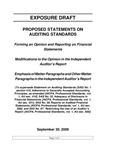 Proposed Statement on Auditing Standards, Forming an Opinion and Reporting on Financial Statements, Modifications to the Opinion in the Independent Auditor’s Report, Emphasis of Matter Paragraphs and Other Matter Paragraphs in the Independent Auditor’s Report, September 30, 2009, Comments are requested by December 31, 2009. Exposure Draft (American Institute of Certified Public Accountants), 2009, September 30 by American Institute of Certified Public Accountants. Auditing Standards Board